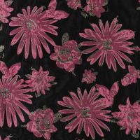 jacquard bloem flowers fuchsia zwart