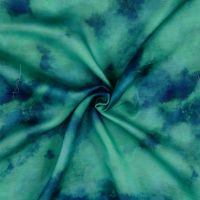 viscose satijn ecovero  digitaal geprint tie dye azur blauw