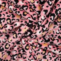 Knuffel fleece / alpen fleece panter print double face pink