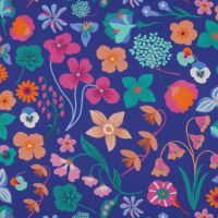 Nerida Hansen Fine poplin digital meadow flower #Nerida Hansen  royal blue