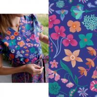 Nerida Hansen Fine poplin digital meadow flower #Nerida Hansen  royal blue