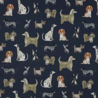 Katoen poplin dogs / hondjes  blauw