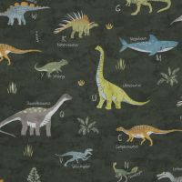 Katoen poplin dinosaurs groen