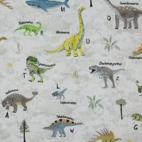 Katoen poplin dinosaurs white off