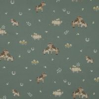 Katoen poplin sweet horses / paarden groen