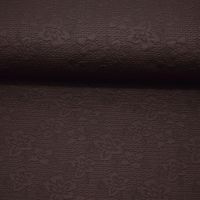 zware jersey jacquard print bloemen exclusieve designer stof donker bruin
