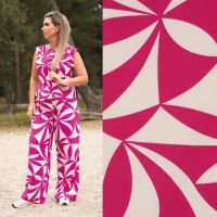 Stretch polyester abstract print fuchsia # Poppy meets Pommé editie 24 New Collection