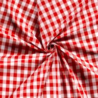 Katoen ruit rood wit / poplin garen geverfd rood wit/ brabantsbond 1.4cm