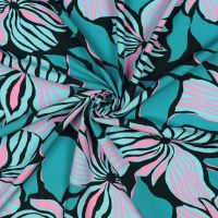 viscose ecovero lenzing digital  flowers petrol