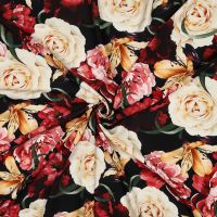 Viscose digitaal print flowers zwart