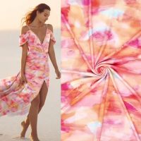 Tricot viscose nature twist rose