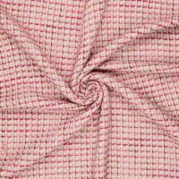 Grof geweven mantelpak stof / boucle  ivory met lurex pink