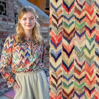 viscose twill zig zag  print beige multi colors  # My image