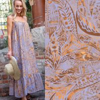 viscose crepe bladeren print lila # my image