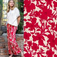 viscose satijn bloemen print granate rood # my image