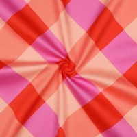  Nerida Hansen Katoen satijn large gingham ruit perzik rood  #Nerida Hansen