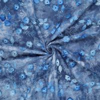 Broderie tie dye met 3D bloementjes jeans blauw