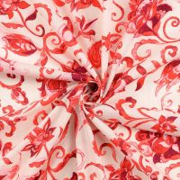 Katoen print barok style rood white off