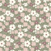 katoen poplin bloemen oud mint groen