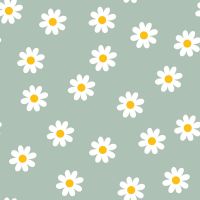katoen poplin madeliefjes bloemen mint groen
