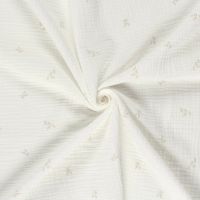Mousseline stof bedrukt takjes Gebroken wit B-trendy 25