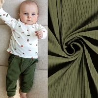 katoen tricot rib jersey mos groen B-trendy