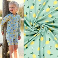 Swimwear jersey UPF50 recycled stof digitaal bedrukt citroenen mint