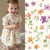 bio mousseline stof digitaal bedrukt bloemen print Gebroken wit B-trendy 25