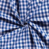 Katoen ruit/ poplin garen geverfd blauw wit 1.4cm