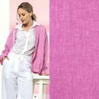100% Linnen Georgio melange fuchsia kleur 017D