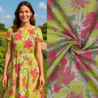 Jacquard bloem pink yellow