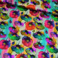 Exclusieve zijde bloemen print multi colors Italiaans design 