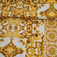 exclusieve stretch katoen barok style geel goud off white (deadstock)