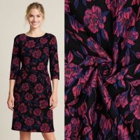 Jacquard bloem zwart fuchsia  blauw