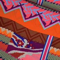 viscose crepe abstract exclusieve designerstof oranje magenta