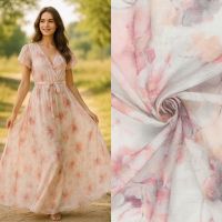 viscose soft met bloemen print licht grijs poeder tinten