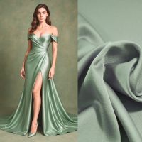 Crepe stretch satijn double face donker mint