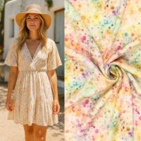  viscose stretch petit bloemtjes geel