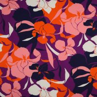  viscose stretch bloemen print paars oranje