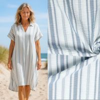 streep linnen look  onregelmatige streep blauw