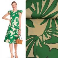 poplin katoen leaves groen beige #burda a la ville