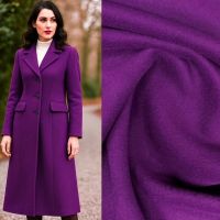 mantelstof 100%wol paars cardinale  exclusieve designer stof 