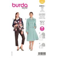 Burda patroon 6092 mantel double-breasted jas. Maat 34-44