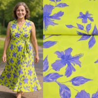 Exclusieve micro bloemen print A la Ville / Bittoun limoen paars