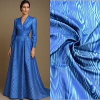 Taftzijde moiré tweekleurig kobalt blauw tuquoise 