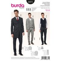 Burda patroon Herenpak met vest ,Geklede jas, kostuum Burda 6871