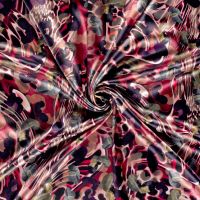 Satijn stretch bedrukt abstract print Bordeaux