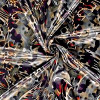 Satijn stretch bedrukt abstract print aubergine
