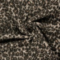 Boucle dieren print taupe grijs