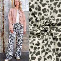 Suede stretch scuba – Gebroken Wit met Luipaardmotief # My image